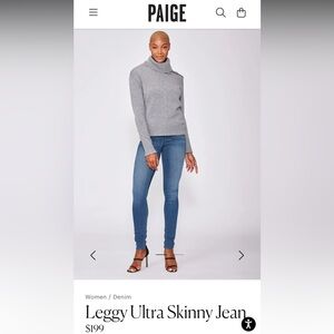Distressed hem Paige Leggy Ultra Skinny jeans